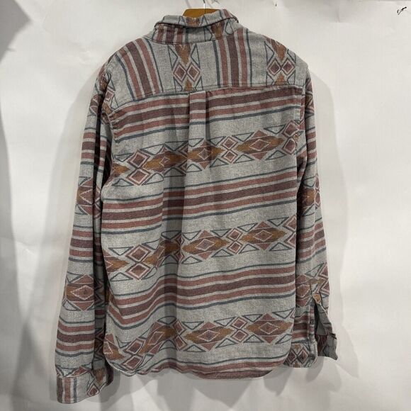 Eddie Bauer Flannel Shirt Men XL Aztec Gray Southwestern Button Down Grey Pocket - Picture 2 of 13